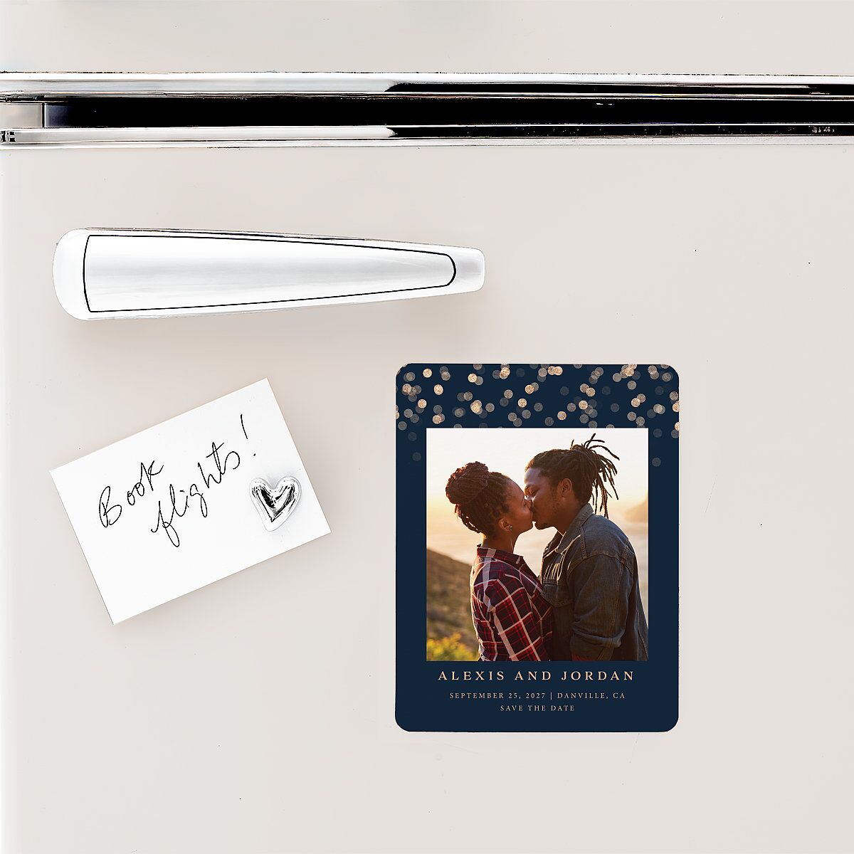 Elegant Glow Save The Date Magnets Navy Magnet Paper