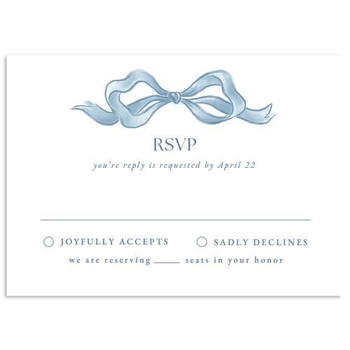 Vintage Bow Wedding Response Cards Regency Blue Signature