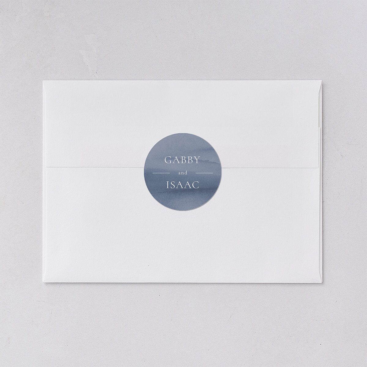 Watercolor Mountains Wedding Stickers Regency Blue