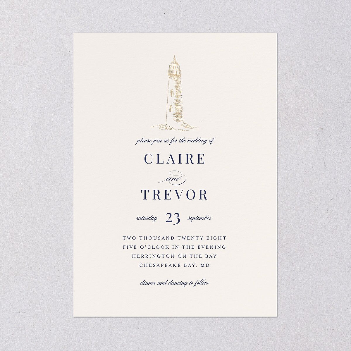 Elegant Lighthouse Foil Wedding Invitations — view 2