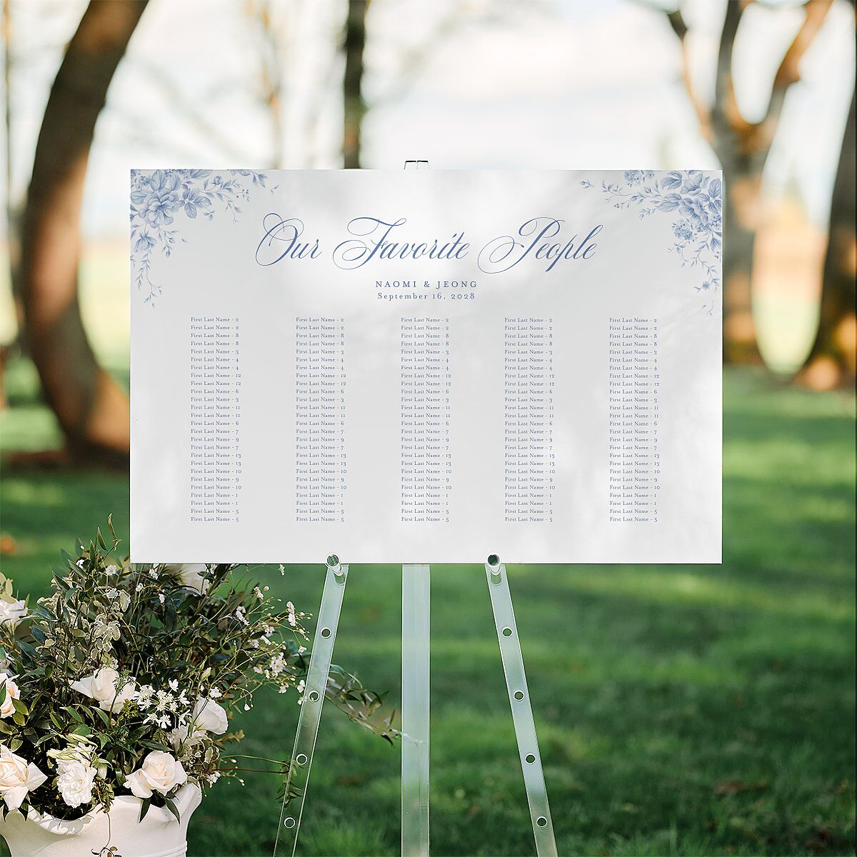 Vintage Florals Standard Seating Chart Large Regency Blue Standard Indoor Foam Core L Seating