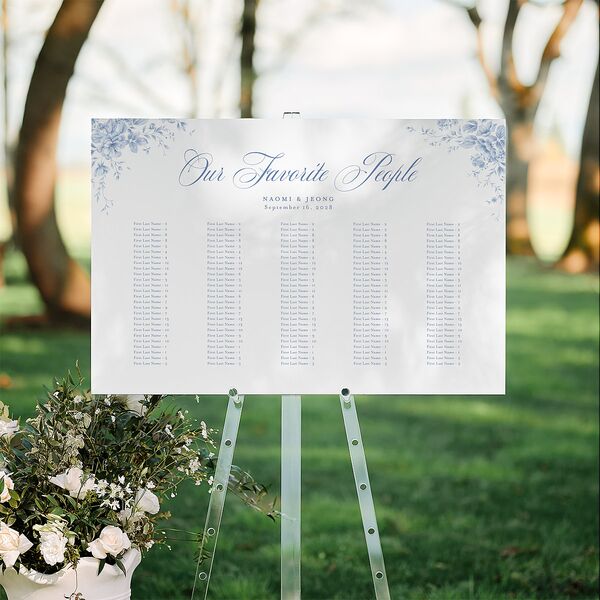 Vintage Florals Standard Seating Chart Large Regency Blue Standard Indoor Foam Core L Seating