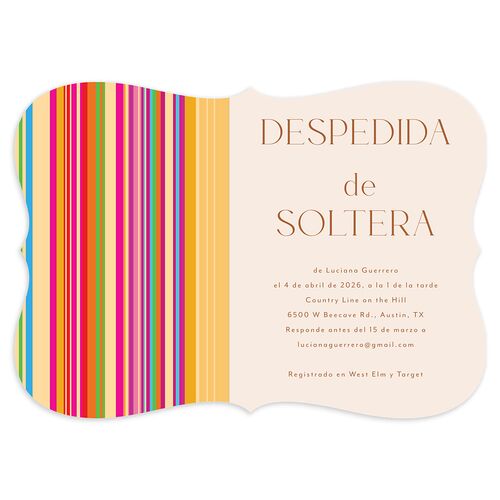 Serape de Sol Bridal Shower Invitations Copper Signature Blank