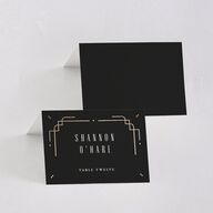 Vintage Deco Place Cards Gold Charcoal Signature