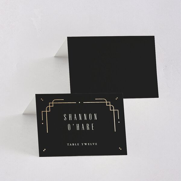 Vintage Deco Place Cards Gold Charcoal Signature