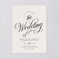Elegant Hollywood Calligraphy Wedding Invitations Linen Signature Blank No Standard