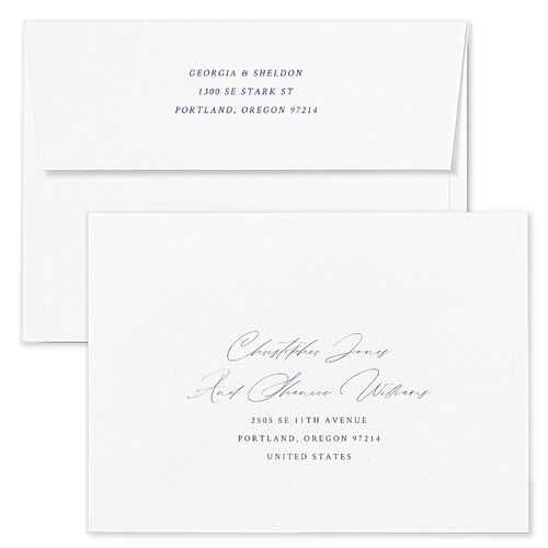 Ethereal Sunset Rehearsal Dinner Invitation Envelopes White Ocean Both Recipient and Return Addresses Signature Standard