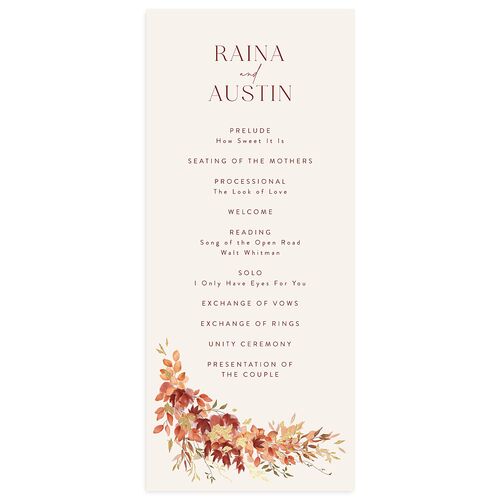 Harvest Crescent Foil Wedding Programs Gold Champagne Signature