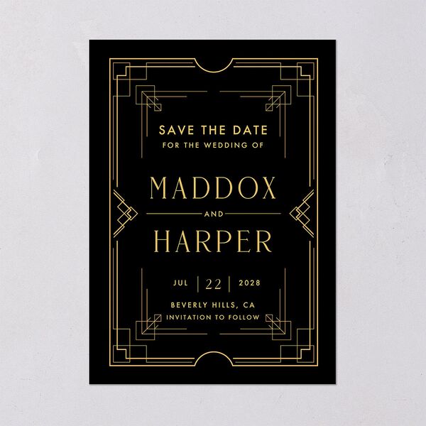 Vintage Hollywood Save The Date Cards Licorice Signature smooth Blank No Standard