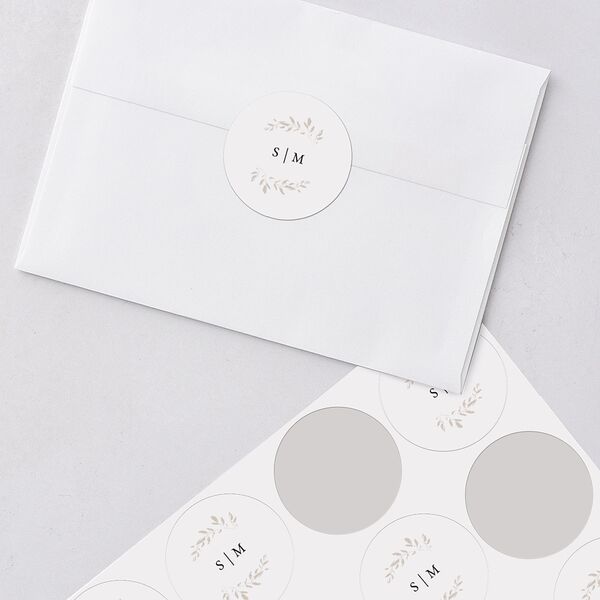 Delicate Frame Wedding Stickers Pure White Circle