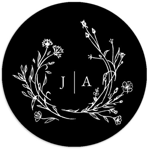 Gilded Monogram Wedding Stickers Licorice Circle