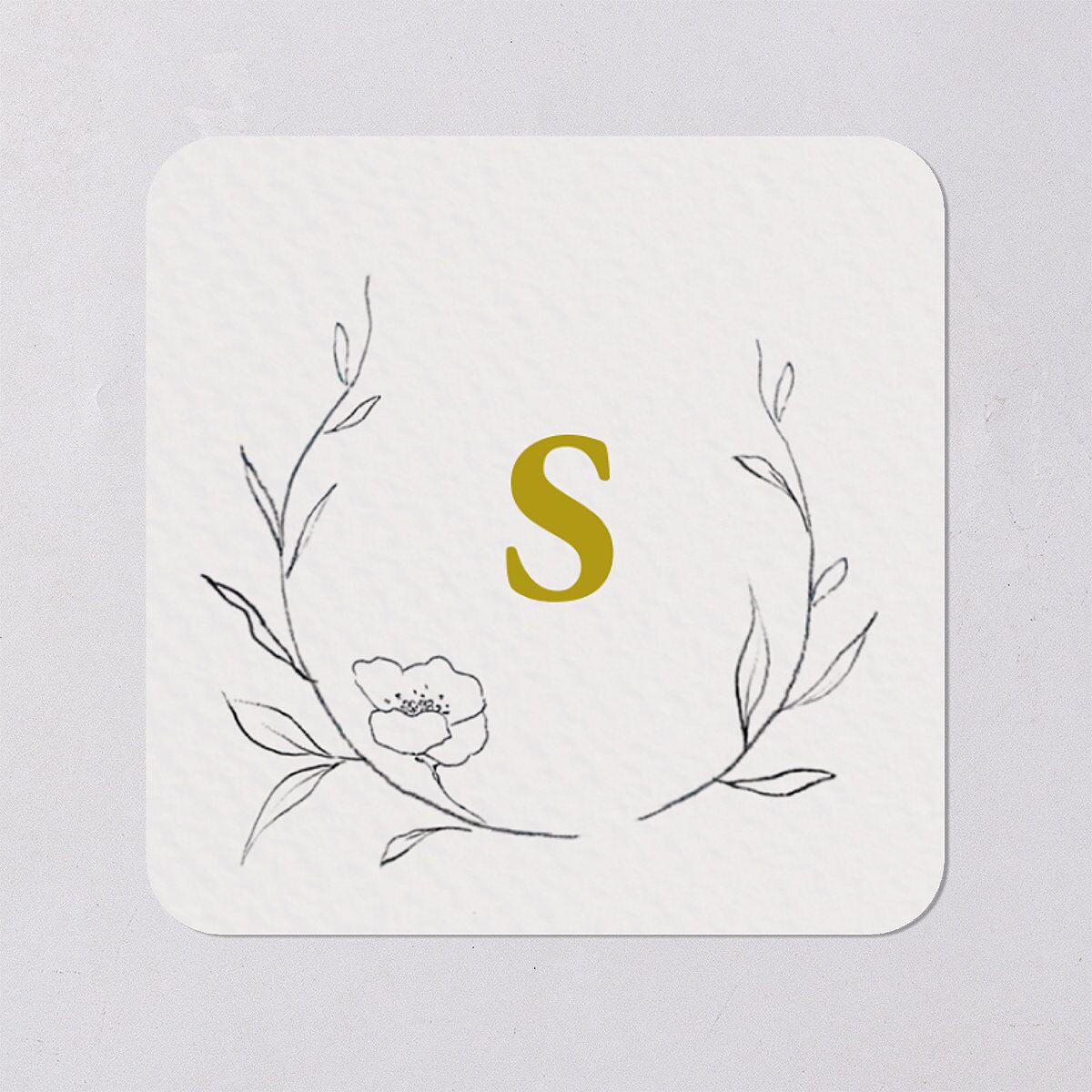Graceful Botanical Wedding Stickers Gold Soft Square