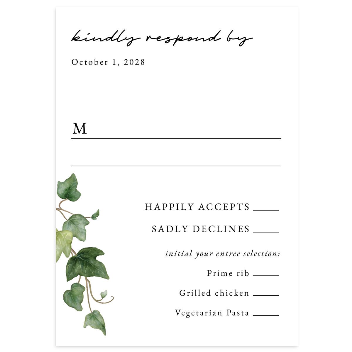 Elegant Ivy Wedding Response Cards