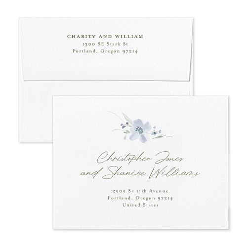 Floral Photo Save the Date Petite Card Envelopes Ocean White Both Recipient and Return Addresses Signature Standard