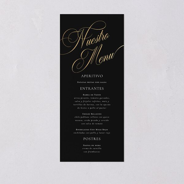 Nuestra Boda Menus Gold Charcoal Signature