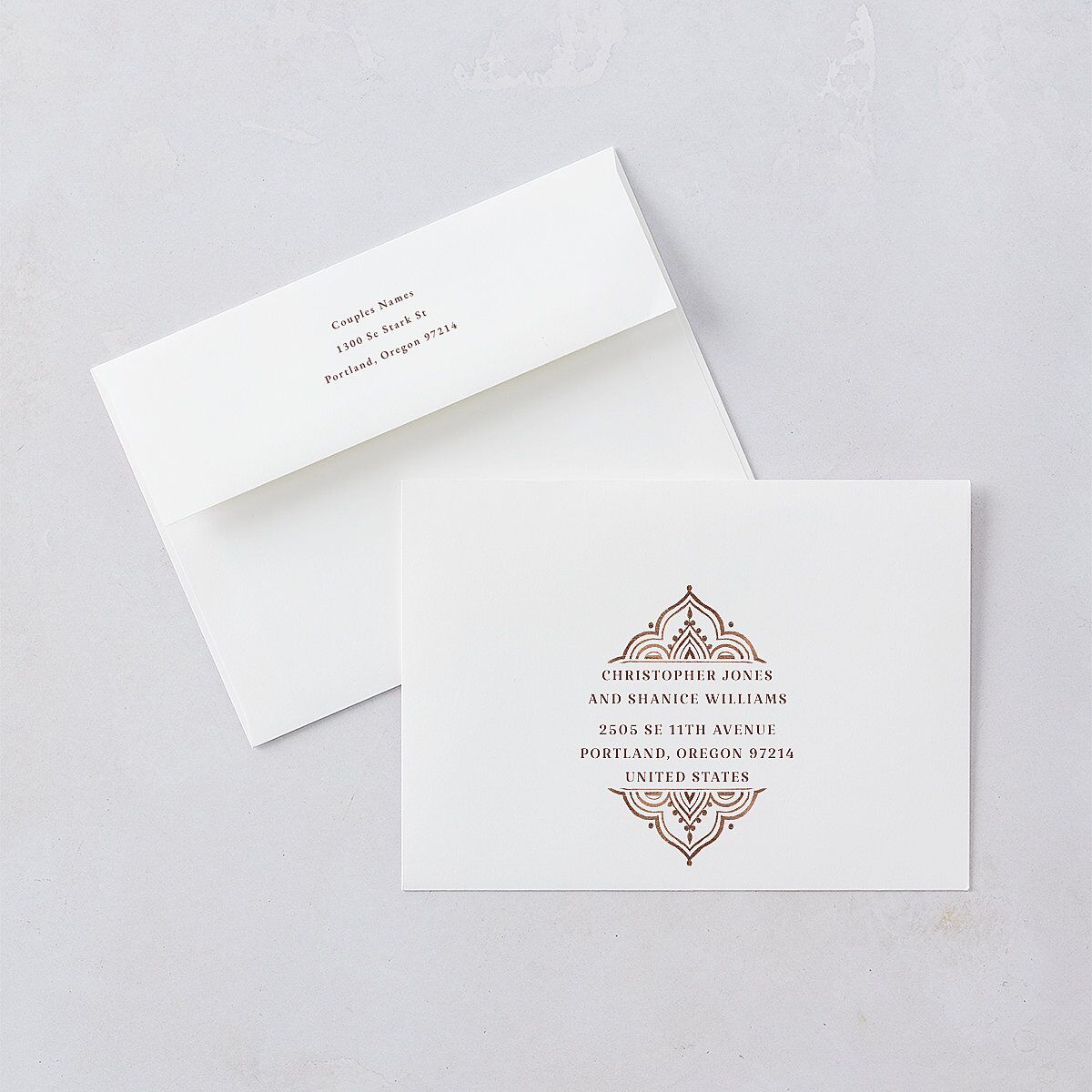 Painted Henna Rehearsal Dinner Invitations Chestnut Signature Blank