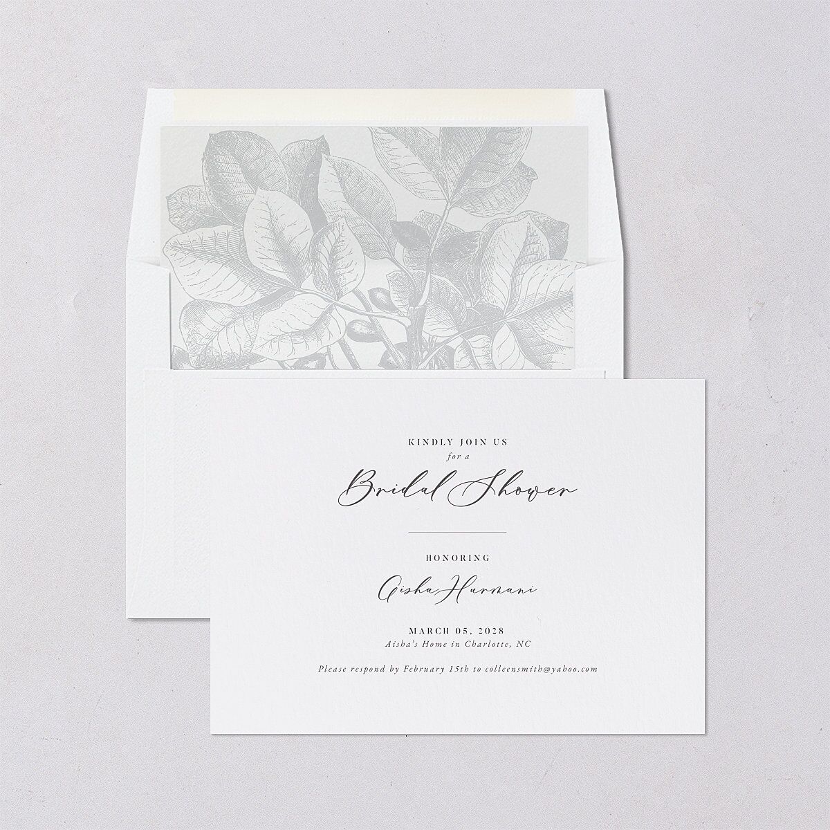Timeless Script Bridal Shower Invitations Medieval Grey Signature Blank Standard
