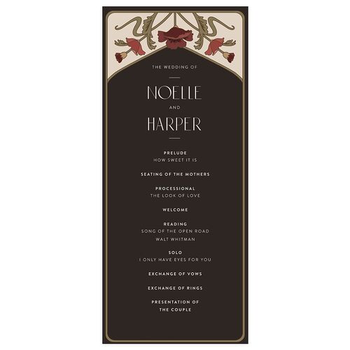 Vintage Nouveau Floral Wedding Programs Merlot Signature