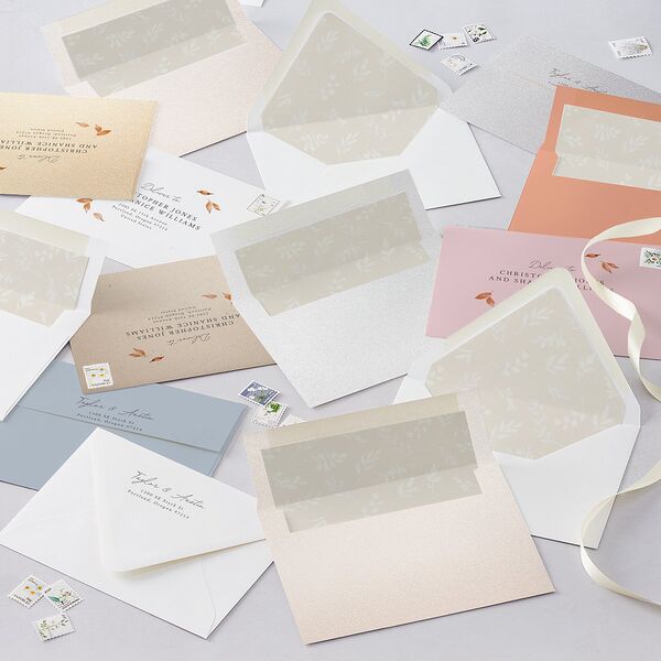Leafy Garland Foil Euro Envelope Liners Champagne Luxe