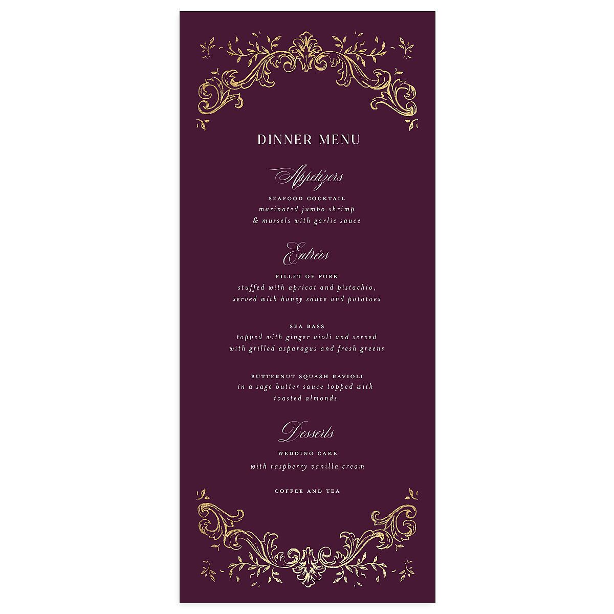 Formal Opulent Frame Menus