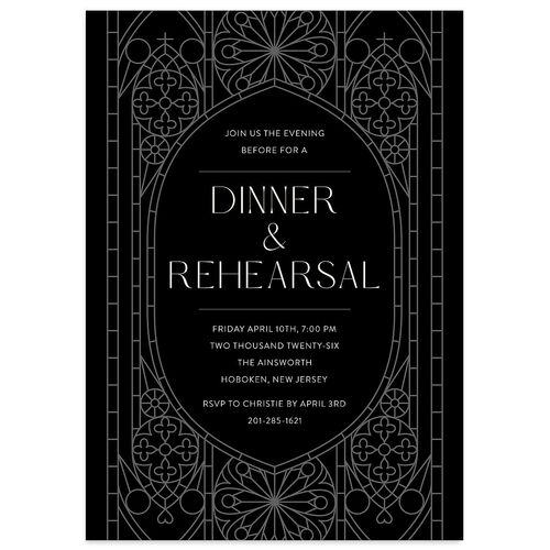 Chapel Arch Rehearsal Dinner Invitations Licorice Signature Blank Standard