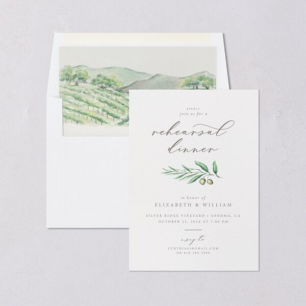 Painted Winery Rehearsal Dinner Invitations Green Apple Signature Blank