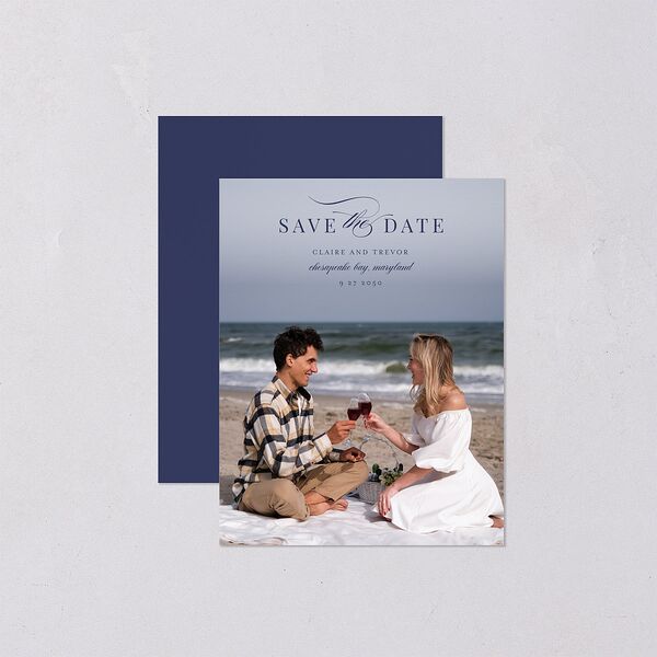 Elegant Lighthouse Save the Date Petite Cards Maritime Signature smooth Blank No Standard