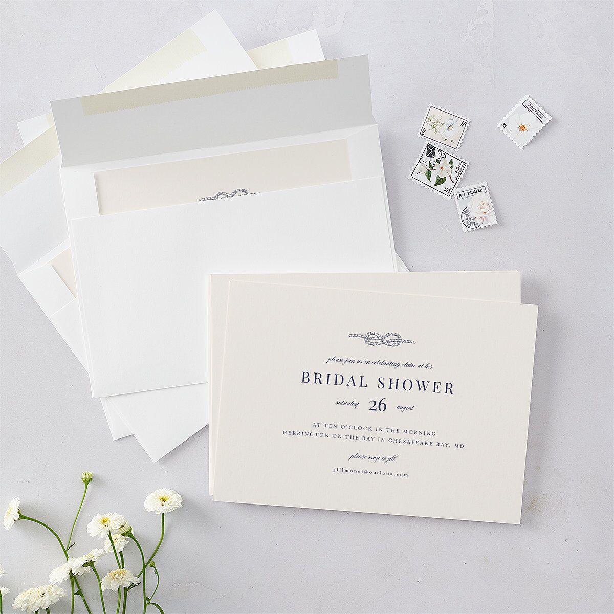 Elegant Lighthouse Foil Bridal Shower Invitations — view 5