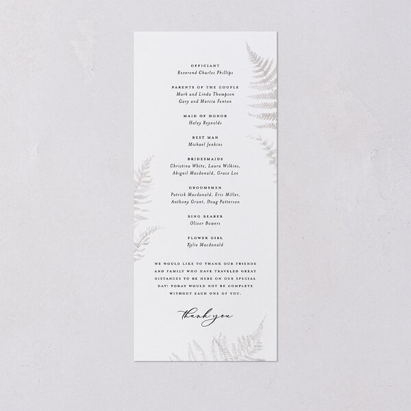 Woodsy Ferns Wedding Program Scottish Green Signature