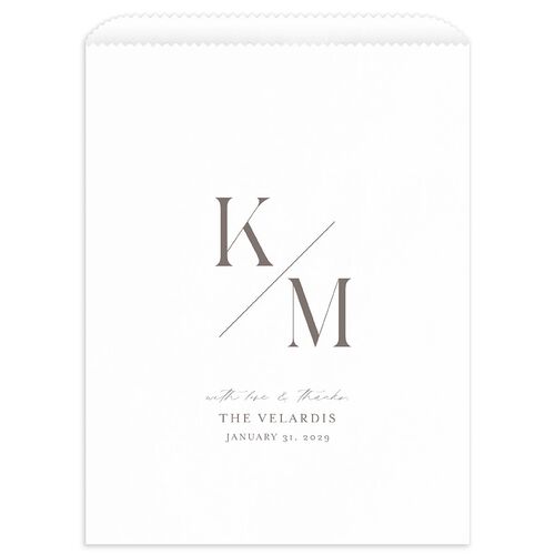 Monogram Slant Favor Bags White Falcon Wax-Lined Food Safe Paper