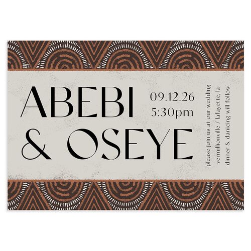 Sahara Pattern Wedding Invitations Deep Bronze Signature Blank No Standard