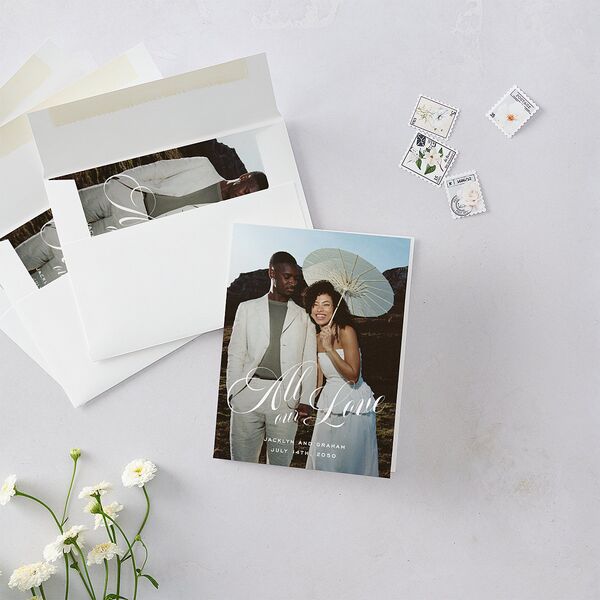Old Money Style Photo Thank You Cards Champagne