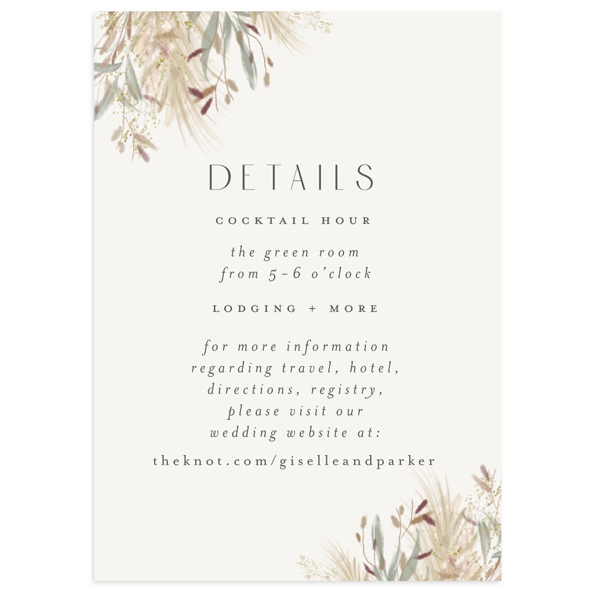 Ethereal Pampas Wedding Enclosure Cards