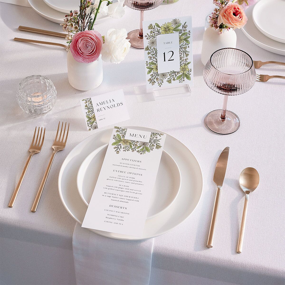 Timeless Wildflowers Menus Pear Signature