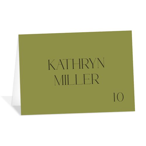 Modern Initials Place Cards Olive Signature