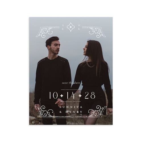 Gothic Date Save the Date Petite Cards Garnet Signature smooth Blank No