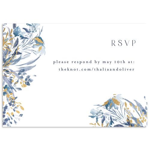 Gilded Greenery Wedding Response Cards Gold Regency Blue Signature Standard