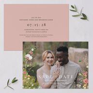 Wildflower Landscape Save the Date Cards Peach Pink Signature smooth Blank No Standard