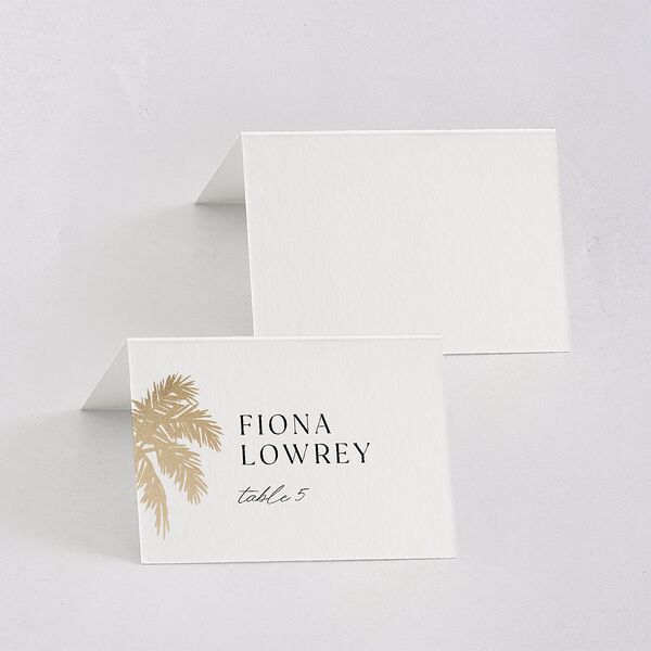 Classic Palm Trees Foil Place Cards Gold Pure White Signature