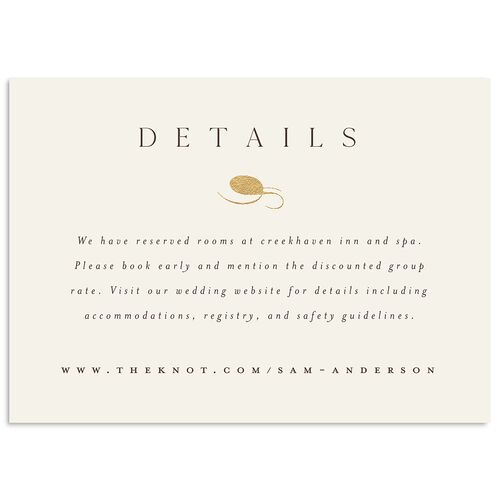 Flourishing Love Wedding Event Detail Cards Gold Sepia Signature Standard