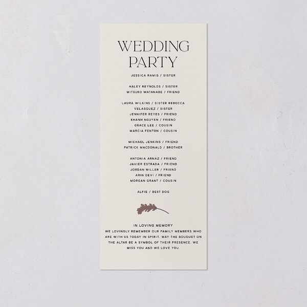 Climbing Leaves Wedding Programs Copper Signature