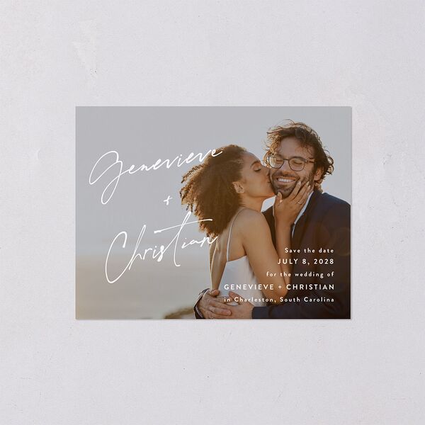 Written Names Save the Date Petite Cards Shadow Gray Signature smooth Blank No