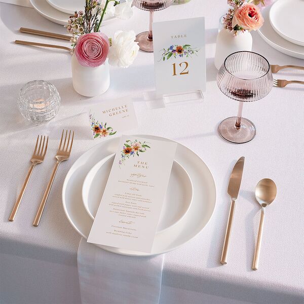 Wild Pansies Place Cards Rose Gold Signature