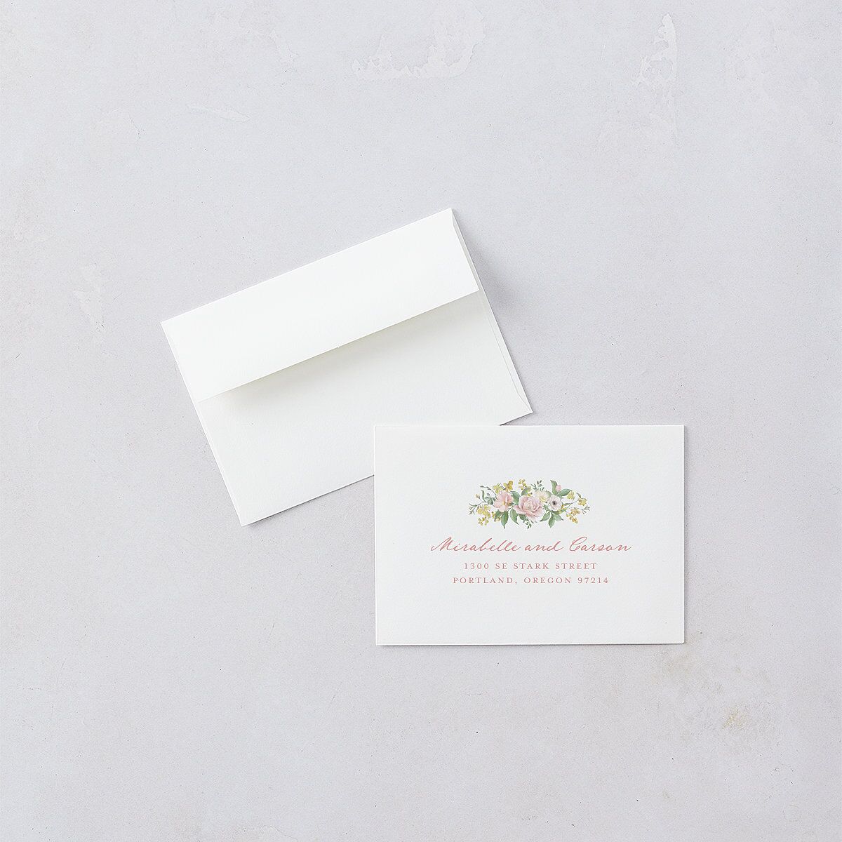 Maximalist Floral Crest Wedding Response Cards Pink Cotton Signature Standard
