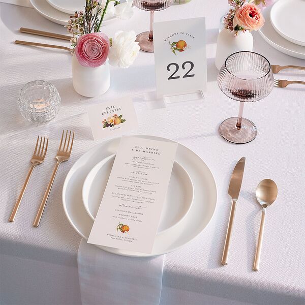 Botanical Citrus Garden Table Numbers Rose Gold Signature