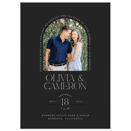 Photo Arch Wedding Invitations Charcoal Signature Blank No Standard