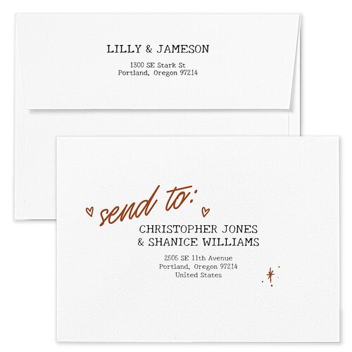 Mood Board Save The Date Card Envelopes Linen Rose Both Recipient and Return Addresses Signature Standard