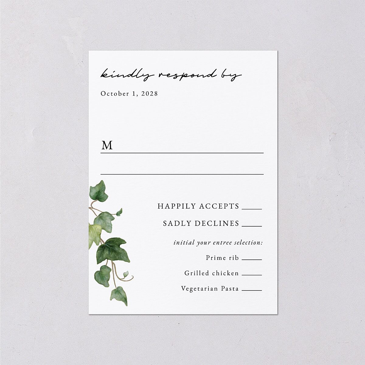 Elegant Ivy Wedding Response Cards — view 1