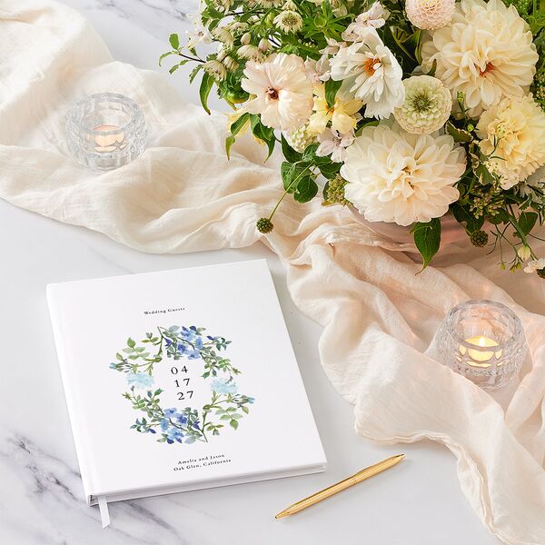 Minimal Floral Wedding Guest Book Ocean