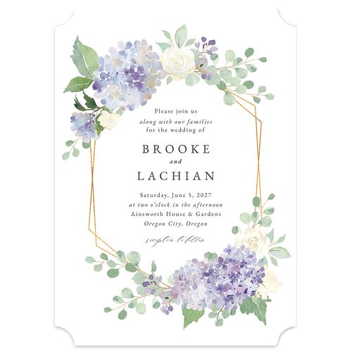 Elegant Hydrangea Wedding Invitations Boysenberry Signature Blank No Ticket